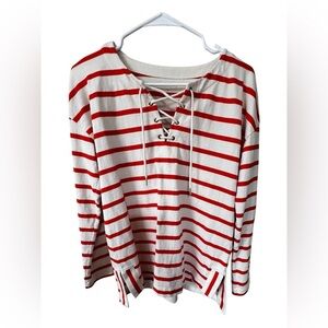 Talbots Orange and White Striped Top